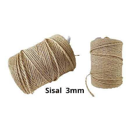 Fio de Sisal Natural 3mm rolo 500m – Artesanato e Decoração