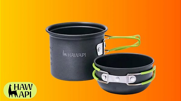 Conjunto de Panelas Camping Hawapi 2 Peças Ultraleve Verde Limão