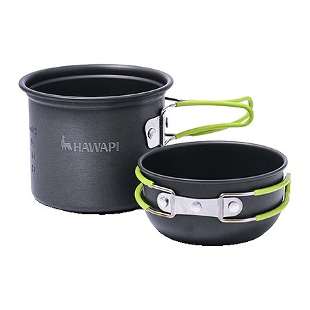 Conjunto de Panelas Camping Hawapi 2 Peças Ultraleve Verde Limão