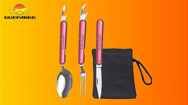 Conjunto de Talheres Trekker Guepardo Dobrável com Estojo