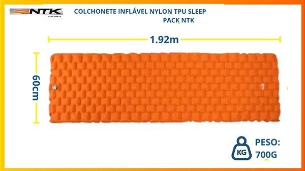 Colchonete Inflável NTK Sleep Pack 192x60x5cm Leve