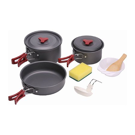 Conjunto de Panelas Camp 3 NTK 9 Peças Completo Camping