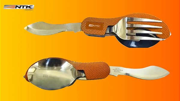 Conjunto de Talheres NTK Jump 4 em 1 Aço Inox Portátil