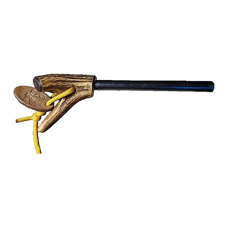 Pederneira Artesanal Rbudernik Couros Ferro-Cério 12mm com Cabo em Chifre 21cm