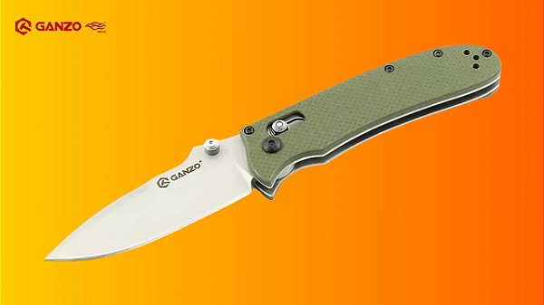 Canivete Dobrável Ganzo G704 Verde com Cabo G10 e Trava Axis Lock