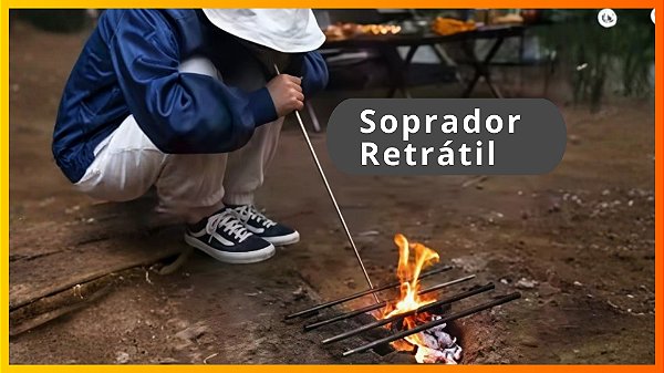 Tubo de Sopro Portátil em Aço para Acendimento de Fogo e Camping
