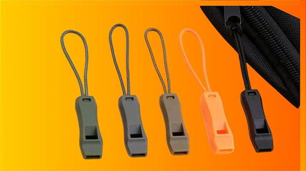 Cordão de Zíper com Apito de Sobrevivência Cor Sortida para Camping