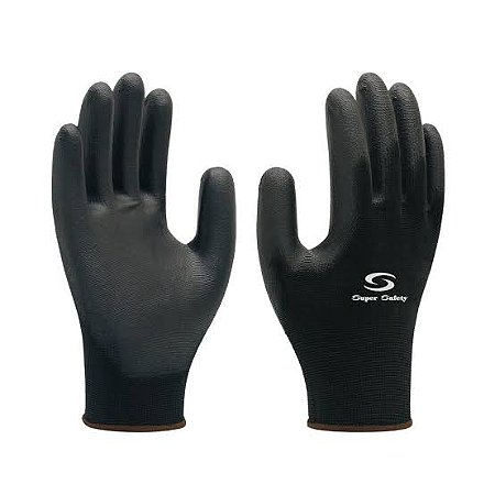 Luva PU Multitato Super Safety SS1003 CA 32034 Preta