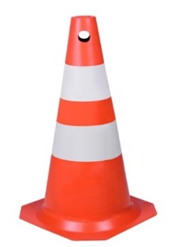 CONE PLASTICO 50 CM - LARANJA COM FAIXAS BRANCAS -  MARCA PLASTCOR - COD 700.01283