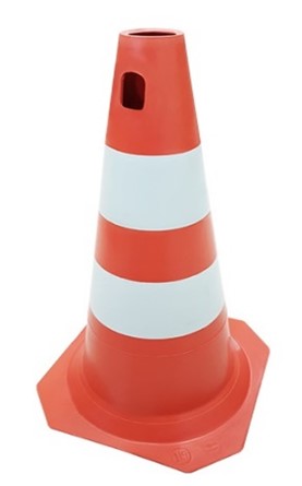 CONE PLASTICO 75 CM - LARANJA COM FAIXAS BRANCAS - MARCA PLASTCOR - COD 700.01291