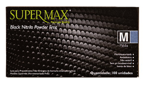 LUVA PROCEDIMENTO NÃO CIRÚRGICO - BLACK NITRILO - EMBALAGEM C/ 100 UNID - MARCA SUPERMAX