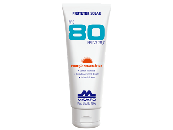 PROTETOR SOLAR FPS 80 - 120ML - FPUVA 28,7 - MARCA MAVARO