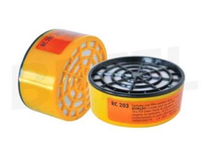 PAR DE FILTROS RC 203 - PROTEÇÃO contra inalação de vapores orgânicos e Gases ácidos - PARA USO COM RESPIRADOR CG 306 - MARCA CARBOGRAFITE