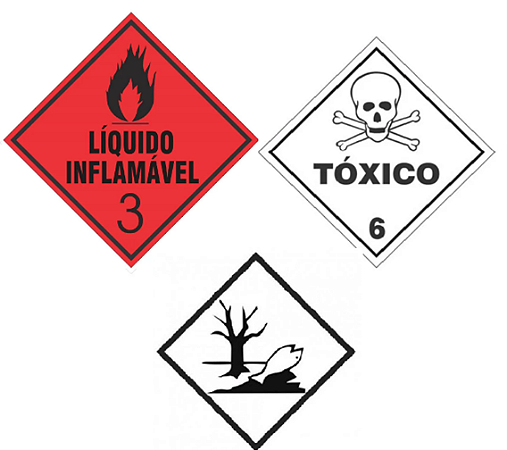PLACAS SIMBOLOGIAS 30 X 30CM - PARA CARGA PERIGOSA - MARCA PLASTCOR