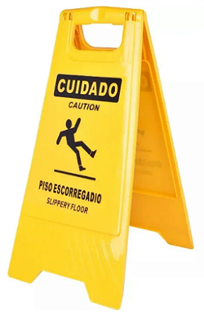 CAVALETE DE SINALIZAÇÃO “CUIDADO PISO MOLHADO” - MARCA PLASTCOR - COD 700.30957