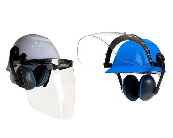 KIT CONJUGADO CAPACETE COM PROTETOR FACIAL E ABAFADOR – MARCA CAMPER