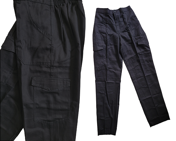 CALÇA UNIFORME COM BOLSO CARGO LATERAL - PRETA
