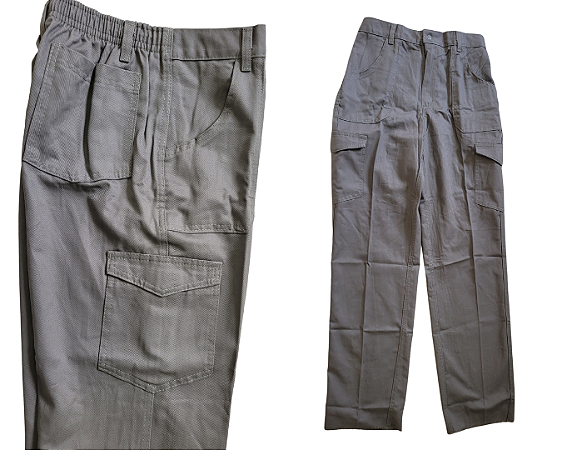 CALÇA UNIFORME COM BOLSO CARGO LATERAL - CINZA