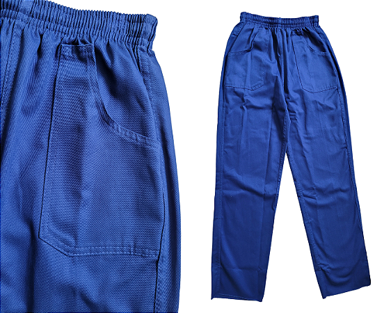 CALÇA UNIFORME – BRIM PESADO - COM ELASTICO E BOLSOS - AZUL ROYAL