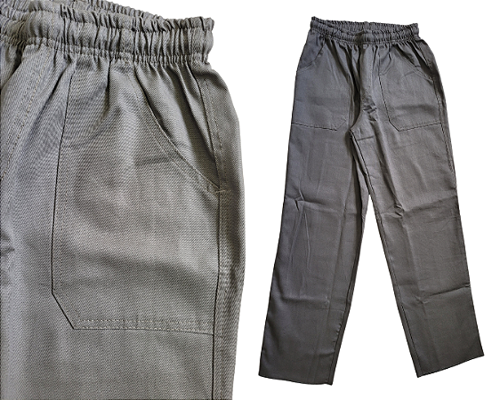 CALÇA UNIFORME – BRIM PESADO - COM ELASTICO E BOLSOS - CINZA