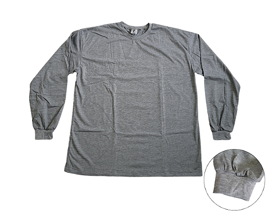 CAMISETA MANGA LONGA GOLA REDONDA - CINZA