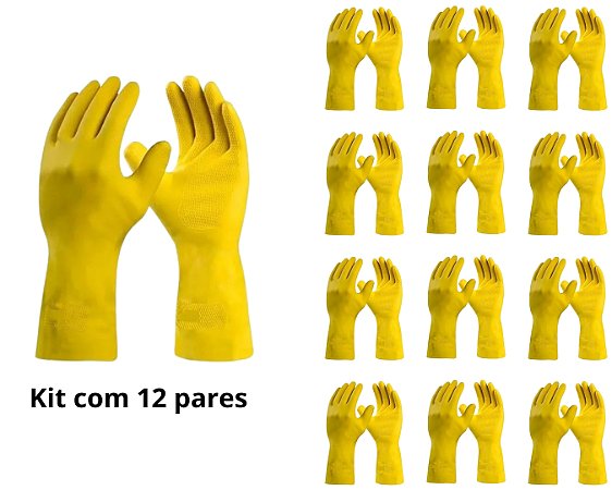 KIT 12 PARES - LUVA EM LATÉX NATURAL - REVESTIMENTO INTERNO SILVER - MARCA DANNY - REF DA 360