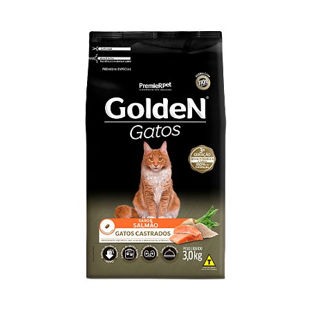 GoldeN gatos castrados sabor salmão 3 kg