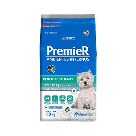 Premier Ambientes Internos Adulto Sabor Frango e Salmão. 1 KG