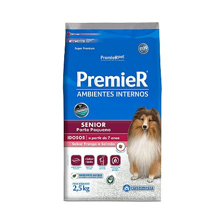 Premier Ambientes Internos Adulto Senior Sabor Frango e Salmão 2,5 KG