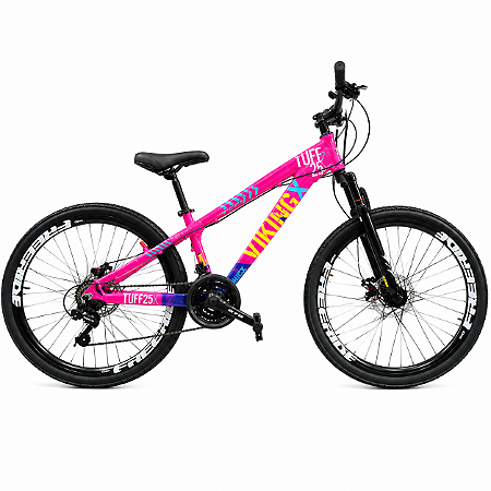 Bicicleta Aro 26 VikingX TUFF 25 Rosa e Amarela
