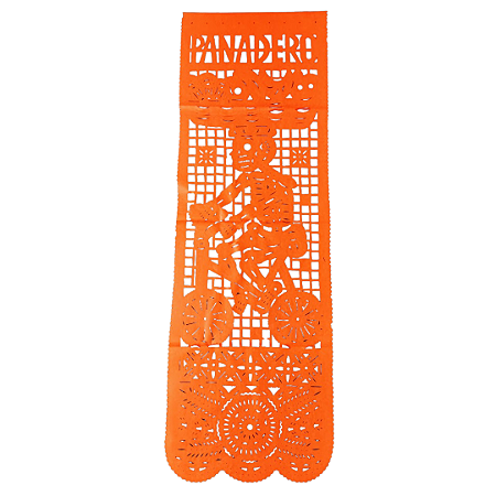 Decoração Festa - Papel Picado Vertical laranja "Panadero Caveira"