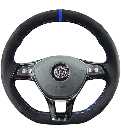 Capa de volante Alcântara para VW Polo Nivus Virtus Golf - Azul