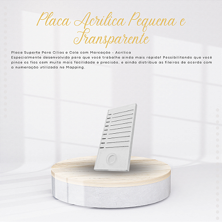 Placa Suporte Para Cílios e Cola com Marcação - Acrílica