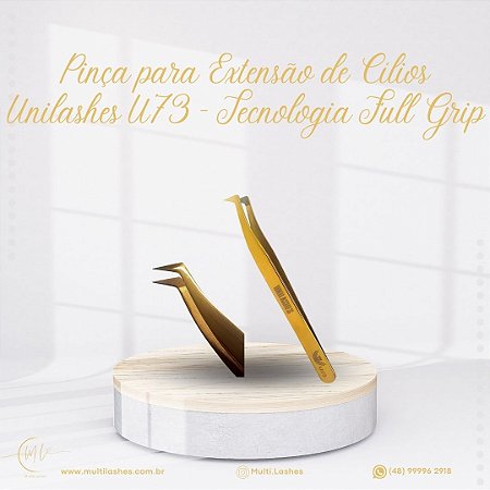 Pinça extensão de cílios UNILASHES U73 - Tecnologia Full Grip