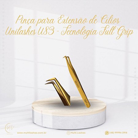 Pinça extensão de cílios UNILASHES U83 - Tecnologia Full Grip