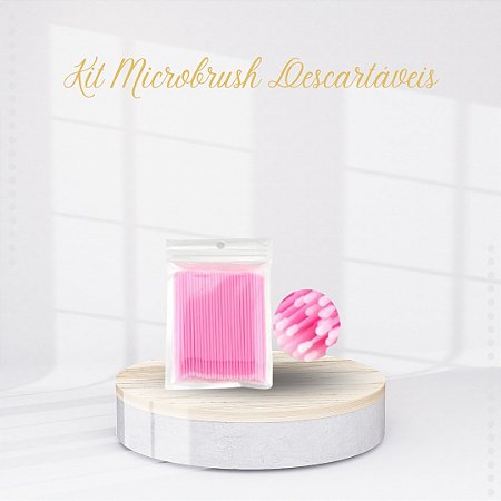 Microbrush Cotonete Alongamento de Cílios - Pink 100 unidades