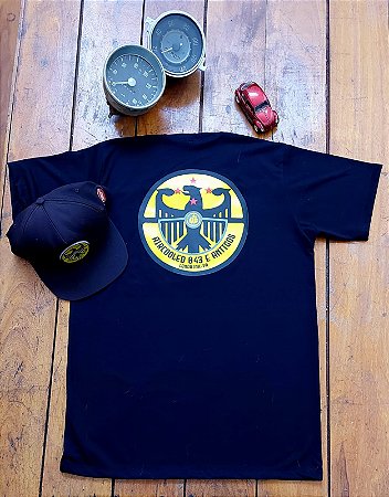 Camiseta Aircooled 043 e Antigos PRETA sem logo de apoio nas mangas