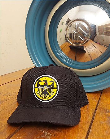 Boné Aircooled 043 e Antigos PRETO com bandeira da Alemanha Aba Curva
