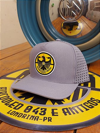 Boné Aircooled 043 e Antigos CINZA com bandeira da Alemanha Aba Curva