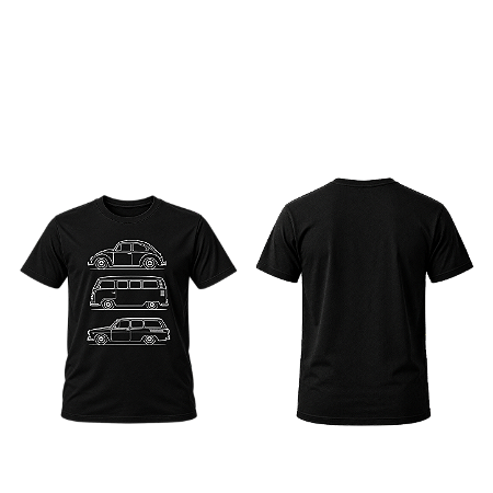 Camiseta silhueta Fusca, kombi e Variant - UNISSEX