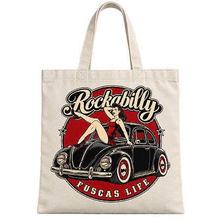 EcoBag Pin Up fusca preto Rockabilly