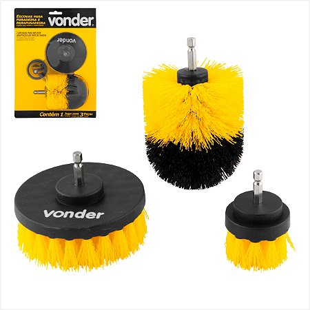 KIT de 3 escovas para furadeira e parafusadeira - Vonder