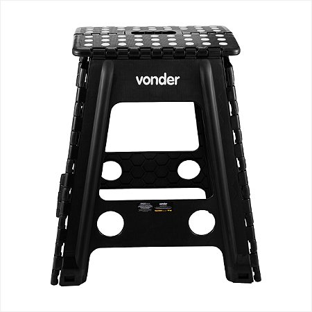 Banqueta plástica dobrável preta altura 450 mm - Vonder