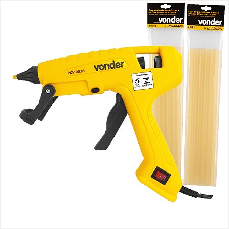 Pistola de cola quente Bivolt 100W PCV 0018 + 12 bastões Vonder