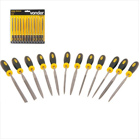 Kit de limas agulha com cabo 12 peças - Vonder