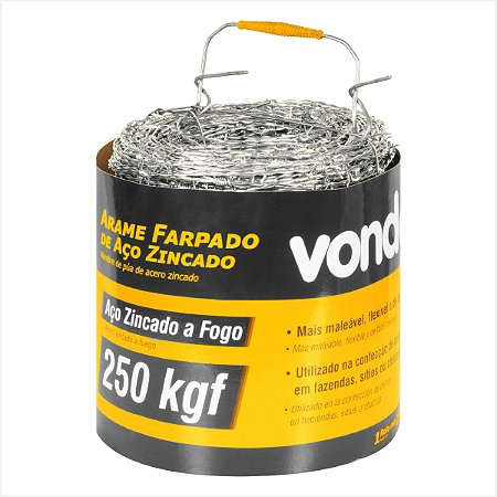 Arame Farpado 250kgf Aço Zincado 250m - Vonder