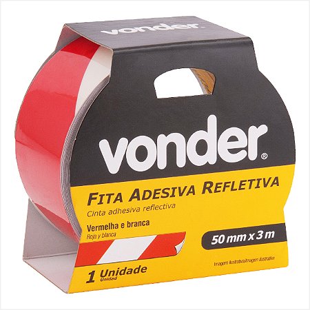 Fita adesiva refletiva 50 mm x 3 m vermelha e branca - Vonder