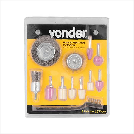 Kit de pontas montadas e escovas com 12 peças - Vonder