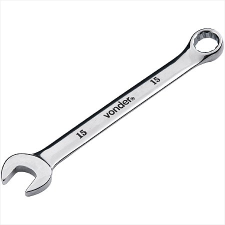 Chave combinada 15 mm aço cromo vanádio reta cromada - Vonder