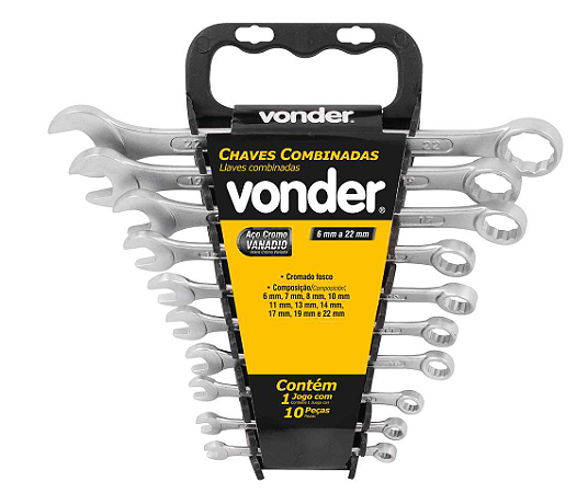 Kit de Chave combinada 6 a 22mm plana c/ 10 peças - Vonder
